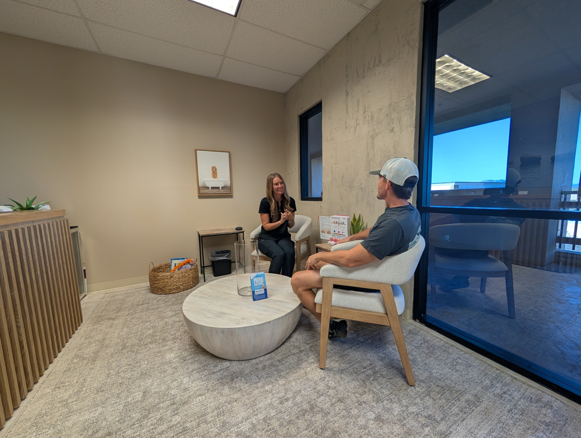 Allergy and asthma consultation in the Carefree Allergy clinic lounge in North Phoenix, Arizona